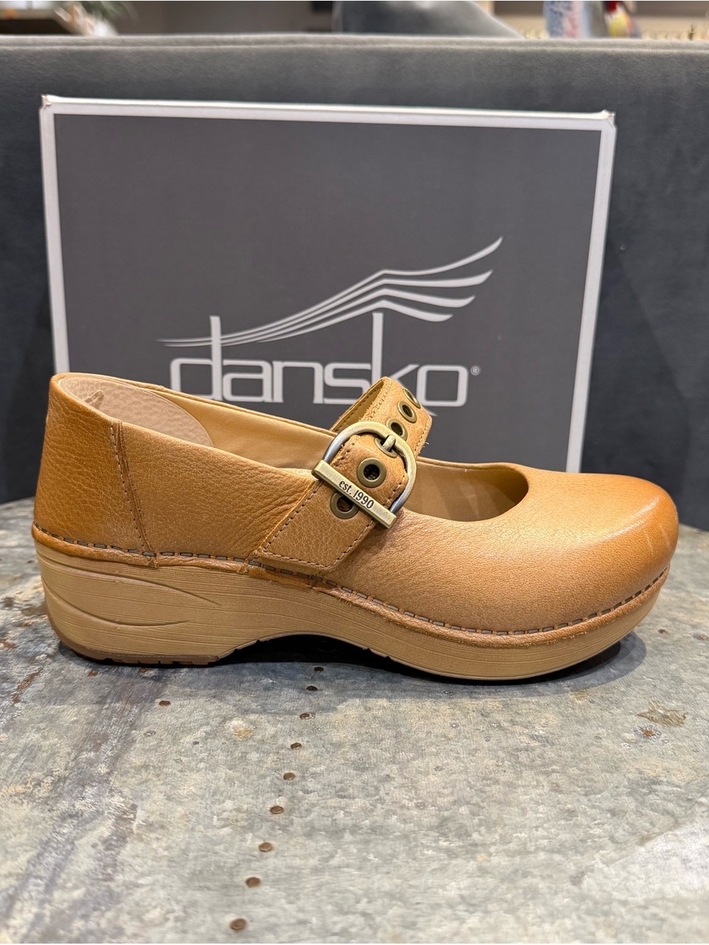 Dansko Tan Leather XP Mary Jane Clogs with Buckle Strap - Picture 3 of 4